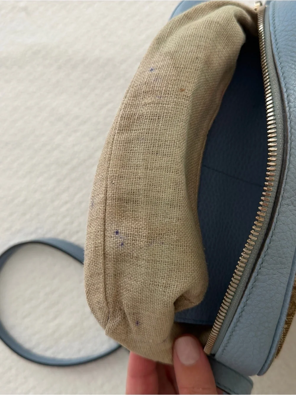 Gucci Brown GG Canvas and Light Blue Leather Crossbody Bag